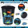 Patelai 24 Pieces 16 oz Video Game Theme Cups Gaming Party Favors Set Go Level up Plastic Cups Gamer Frosted Cup for Popular Video Party Supplies Adult Gamer Birthday Decorations(Blue) view 2