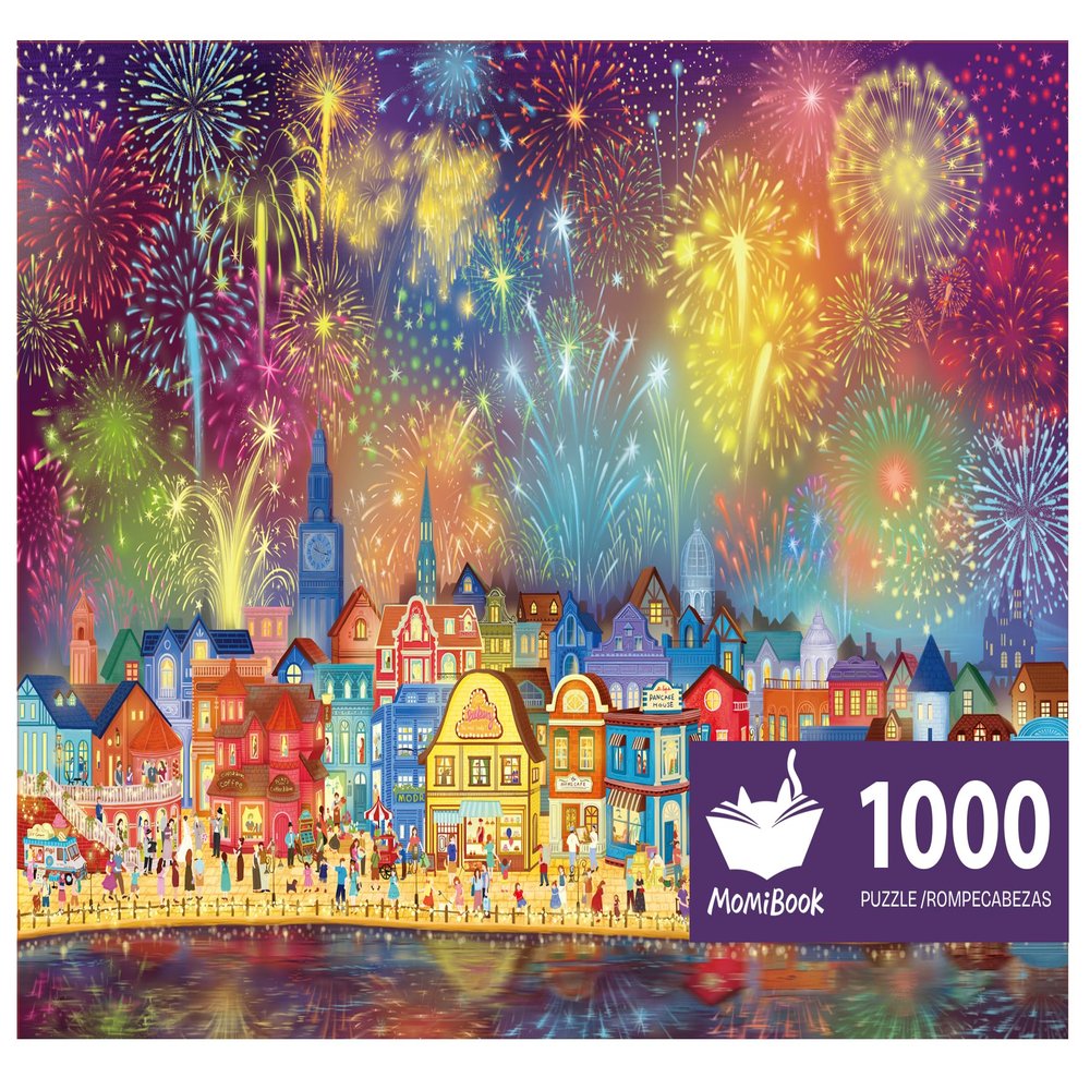MOMIBOOK Puzzles for Adults 1000 Pieces Jigsaw Puzzles of Fireworks are Gorgeous, Luminous Painting Image Difficult Challenging Hard Impossible Puzzle Unique Funny Party Christmas Birthday Gifts