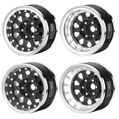 COOWOO RC Wheels Upgrade Parts, 1.9 in Beadlock Wheels Adjustable Offset for 1/10 TRX6 TRX4 or SCX10 RC Trucks, Made of Aluminum Alloy, Teardrop-Shaped, Set of 4, Black