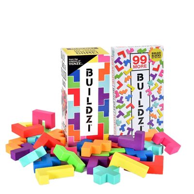 TENZI BUILDZI and 99 More Ways to Play Bundle - Fast Stacking, Block Building Game with New Tower Constructions - Family Fun Party Game Expansion Pack - 2 to 4 Players - Ages 6 to 96