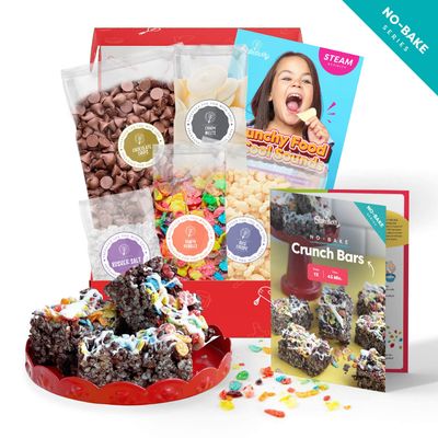 BAKETIVITY No-Bake Crunch Bars Kids Baking Kit & STEAM Lessons | No Oven Required, Easy to Make Crunch Chocolate Bars for Kids Ages 6+ |Baking Set with Pre-Measured Ingredients | Fun Gift