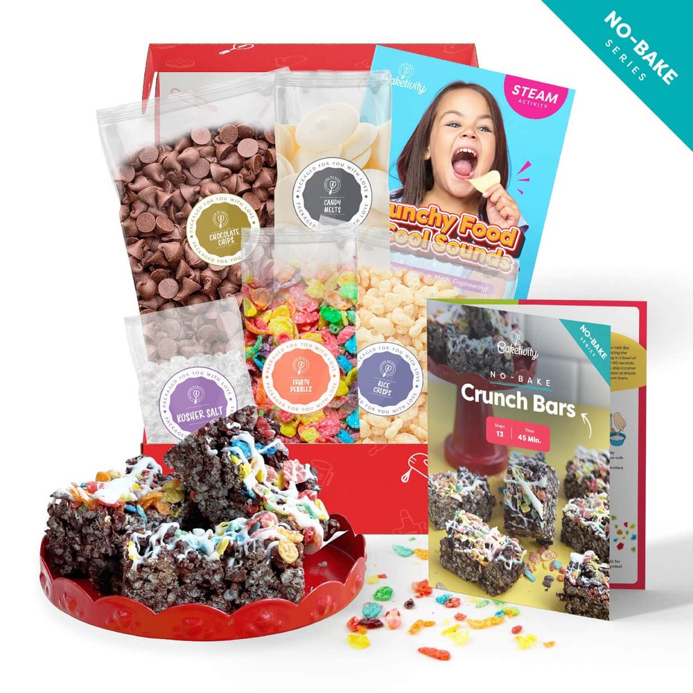 BAKETIVITY No-Bake Crunch Bars Kids Baking Kit & STEAM Lessons | No Oven Required, Easy to Make Crunch Chocolate Bars for Kids Ages 6+ |Baking Set with Pre-Measured Ingredients | Fun Gift