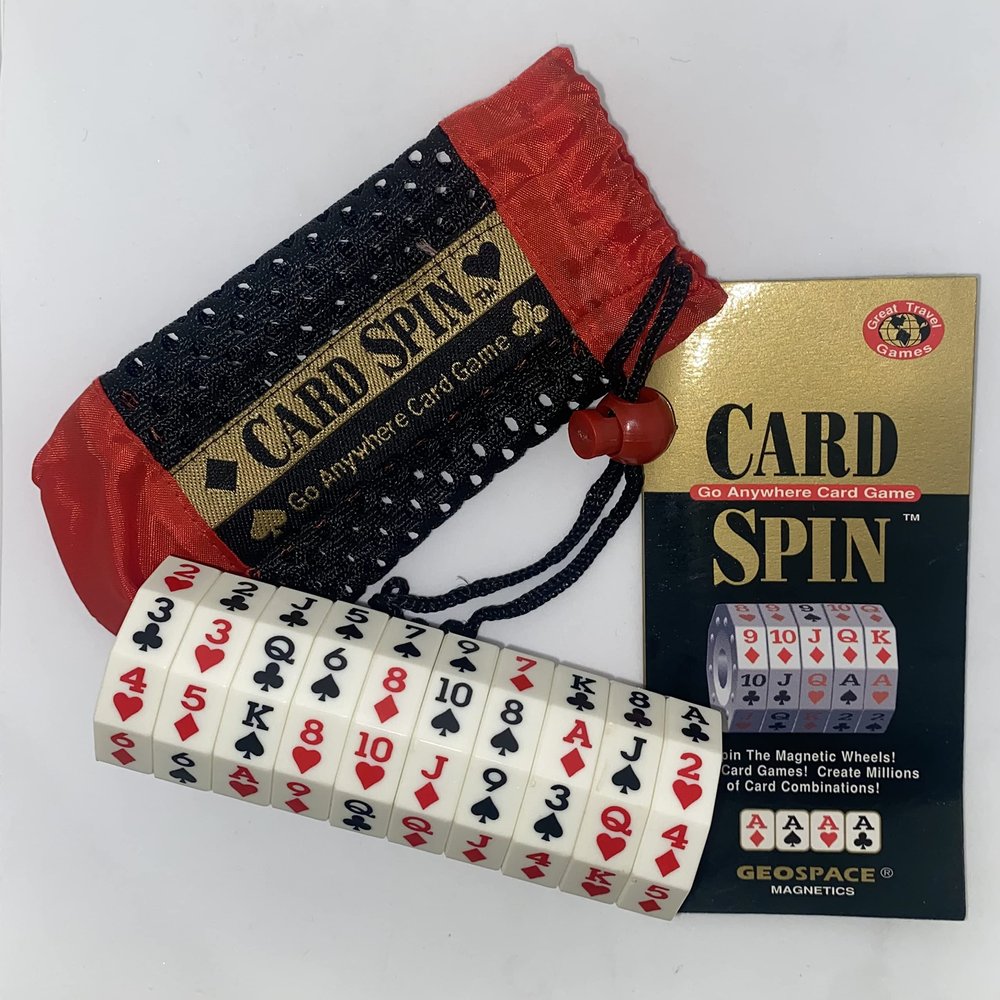 Geospace The Original Handheld Magnetic Spin Game, Take-Along Travel Edition with Storage Pouch (Card Spin)