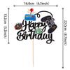 1 PCS Video Game Happy Birthday Cake Topper Glitter Video Game Cake Pick Game On Controllers GamePad Cake Decoration for Game Theme Baby Shower Kids Boys Girls Birthday Party Supplies Black view 2
