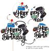 1 PCS Video Game Happy Birthday Cake Topper Glitter Video Game Cake Pick Game On Controllers GamePad Cake Decoration for Game Theme Baby Shower Kids Boys Girls Birthday Party Supplies Black view 3