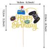 1 PCS Video Game Cake Topper Glitter GamePad Game On Controllers Happy Birthday Cake Pick for Game Theme Baby Shower Kids Boys Girls Birthday Party Cake Decorations Supplies Gold view 2