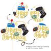 1 PCS Video Game Cake Topper Glitter GamePad Game On Controllers Happy Birthday Cake Pick for Game Theme Baby Shower Kids Boys Girls Birthday Party Cake Decorations Supplies Gold view 3