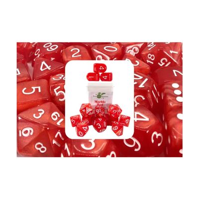 Marble Red Dice - Set of 15 w/Arch'd4