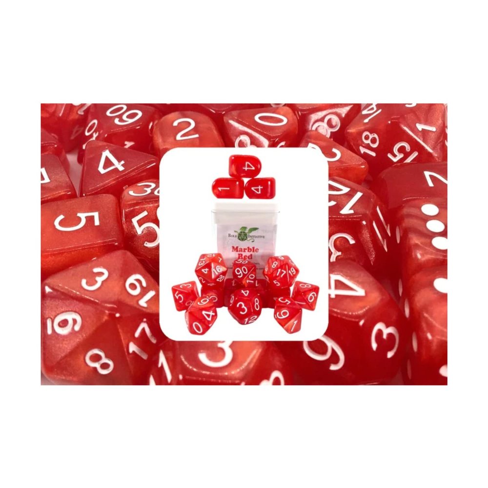 Marble Red Dice - Set of 15 w/Arch'd4