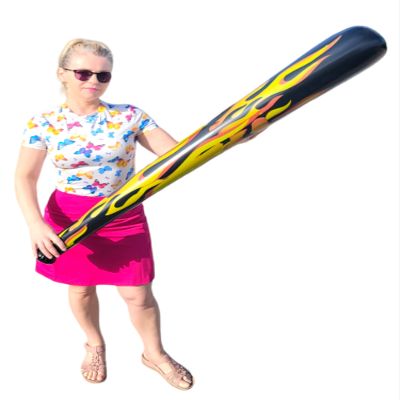 54" Jumbo Fire Flame Inflatable Baseball Bat (12 Pack) Inflate Toy Perfect Party Favor Playground Fun Sport