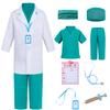 Aoiviss Doctor Costume for Kids Scrubs Pretend Play Kit with Doctor Lab Coat and Stethoscope Halloween Dress up for Boys Girls, Green view 1