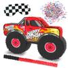 Jergrim Monster Truck Piata, 4 Piece Set, perfect for Kids Birthday Parties, Race Car Party Supplies fits piata candy and party favors (16X10) Durable! (Red Monster Truck) view 1