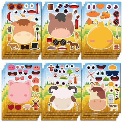 24 Sheets Make Your Own Farm Animals Stickers Make A Face Stickers for Kids Toddlers with Fantasy Farm Animals DIY Craft Kids Party Favor Supplies Crafts