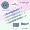4-Pack Silicone Pacifier Clips with One-Piece Beads for Baby Boys and Girls - Flexible and Rust-Free Holders for Teething Relief and Baby Essentials, Safe for Newborns (Flat, Grey) view 4
