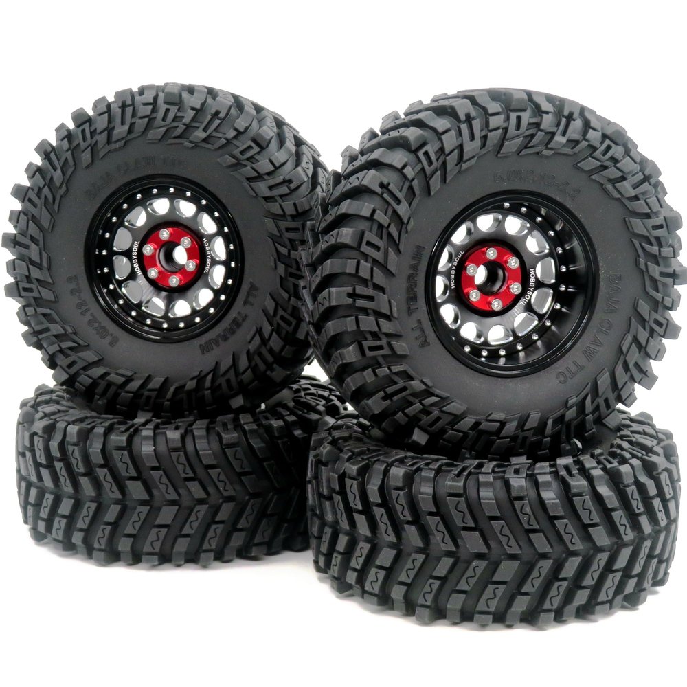 HOBBYSOUL Height 5.0''/127mm Tires 2.2'' Tyres & 2.2 Beadlock Wheels Adjustable 4 Offsets Rims for RC Mud Crawler Trail Gen8 Everest 10 gen 7 Pro/Axial Capra Wraith,HS701234