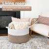 Goodpick Large Storage Basket, 83L Dorm Room Essentials, Blanket Woven Rope Basket for Living Room, Baby Blanket Storage, 21.7 x 13.8 inches view 2