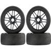 1/8 Scale RC Racing Car Tires, 17mm Hex 1/8 RC Foam Tires&Nylon Wheels Rims 105mm Set for HSP HPI Racing Car Toys 4PCS Black view 1