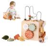 ibwaae 5 in 1 Wooden Activity Cube Play Center Bead Maze Leaves Shape Sorter Learning Montessori Toys for Toddlers 1-3 Early Educational Developmental Learning Toys for Kids view 1