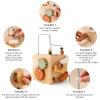 ibwaae 5 in 1 Wooden Activity Cube Play Center Bead Maze Leaves Shape Sorter Learning Montessori Toys for Toddlers 1-3 Early Educational Developmental Learning Toys for Kids view 2