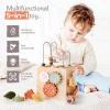 ibwaae 5 in 1 Wooden Activity Cube Play Center Bead Maze Leaves Shape Sorter Learning Montessori Toys for Toddlers 1-3 Early Educational Developmental Learning Toys for Kids view 4