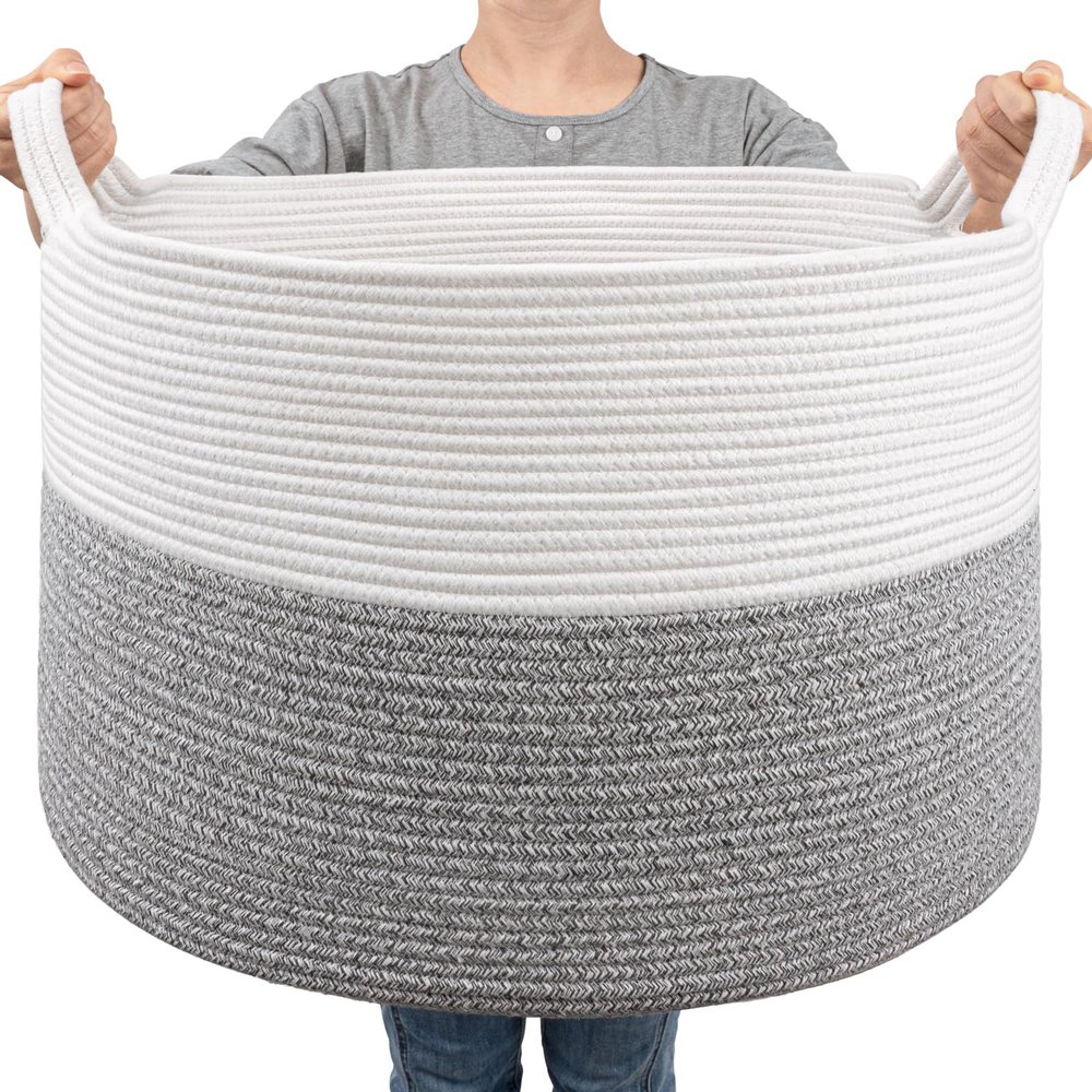Goodpick Extra Large Rope Basket, 83L Blanket Basket Living Room, Baby Toy Storage, Woven Storage for Clothes, Big Toy Bin for Kids Organizer, 21.7 x 13.8 inches