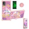 Case for Nokia C32 Case Compatible with Nokia C32 Phone Case Cover [with Tempered Glass Screen Protector][PC + TPU 2 in 1][Ring Support] [Gold Glitter+Luminous] JSF-DJS view 1