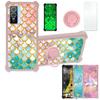 Case for VIVO Y76 5G Case Compatible with VIVO Y76 5G Phone Case Cover [with Tempered Glass Screen Protector][PC + TPU 2 in 1][Ring Support] [Gold Glitter+Luminous] JSF-YL view 1