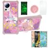 Case for Xiaomi Civi 3 Case Compatible with Xiaomi Civi 3 Phone Case Cover [with Tempered Glass Screen Protector][PC + TPU 2 in 1][Ring Support] [Gold Glitter+Luminous] JSF-DJS view 1