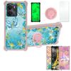 Case for Vivo iQOO Z7i Case Compatible with Vivo iQOO Z7i Phone Case Cover [with Tempered Glass Screen Protector][PC + TPU 2 in 1][Ring Support] [Gold Glitter+Luminous] JSF-YHD view 1