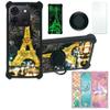 Case for Infinix Smart 7 Plus Case Compatible with Infinix Smart 7 Plus Phone Case Cover [with Tempered Glass Screen Protector][PC + TPU 2 in 1][Ring Support] [Gold Glitter+Luminous] JSH-TT view 1