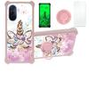 Case for Huawei Enjoy 50 Case Compatible with Huawei Enjoy 50 Phone Case Cover [with Tempered Glass Screen Protector][PC + TPU 2 in 1][Ring Support] [Gold Glitter+Luminous] JSF-JJS view 1
