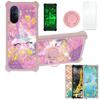 Case for Huawei Enjoy 50 Case Compatible with Huawei Enjoy 50 Phone Case Cover [with Tempered Glass Screen Protector][PC + TPU 2 in 1][Ring Support] [Gold Glitter+Luminous] JSF-DJS view 1