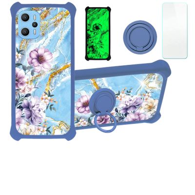 Case for UMIDIGI F3 Pro 5G Case Compatible with UMIDIGI F3 Pro 5G Phone Case Cover [with Tempered Glass Screen Protector][PC + TPU 2 in 1][Ring Support] [Gold Glitter+Luminous] JSL-SZH