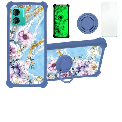 Case for Doogee X98 Case Compatible with Doogee X98 Phone Case Cover [with Tempered Glass Screen Protector][PC + TPU 2 in 1][Ring Support] [Gold Glitter+Luminous] JSL-SZH