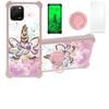 Case for Huawei Enjoy 50z Case Compatible with Huawei Enjoy 50z Phone Case Cover [with Tempered Glass Screen Protector][PC + TPU 2 in 1][Ring Support] [Gold Glitter+Luminous] JSF-JJS view 1