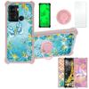 Case for Itel P40 Case Compatible with Itel P40 Phone Case Cover [with Tempered Glass Screen Protector][PC + TPU 2 in 1][Ring Support] [Gold Glitter+Luminous] JSF-YHD view 1