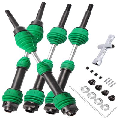 hopsupRC Drive Shaft CVD Upgrades Part for 1/10 Slash VXL 4X4,Stampede VXL 4X4,Rustler VXL 4X4,Hoss VXL 4X4 4WD,4PCS Steel #45 Front Rear Transmission Universal Driveshaft Axles Hops Up, Green