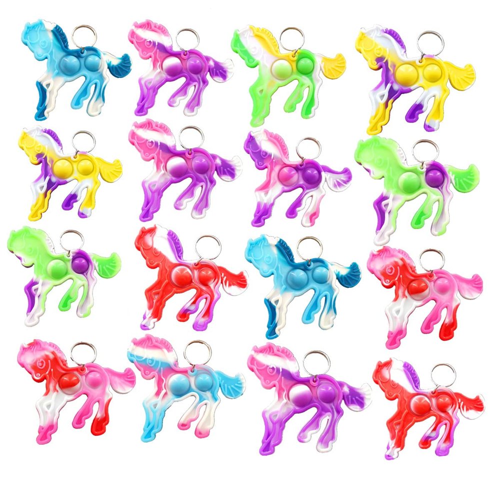 colorbopop Bulk Mini pop Bubble Keychain Fidget Present,Horse Party Favors,Classroom Students Boys Girls Birthday Small Gifts