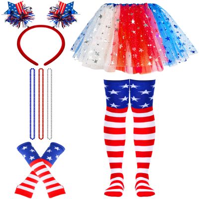 250 Years Red White and Blue Tutu 4th of July Costume Accessories Set Independence Day Costume Tutu Patriotic Skirt for Women Independence Day Flag Day Halloween Party 2026 World Cup fans Accessories
