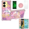 Case for Realme C55 Case Compatible with Realme C55 Phone Case Cover [with Tempered Glass Screen Protector][PC + TPU 2 in 1][Ring Support] [Gold Glitter+Luminous] JSF-DJS view 1