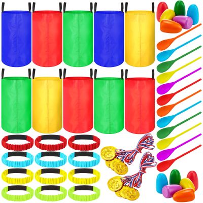 Yunsailing 40 Pieces Potato Sack Race Bags Large Bags Lawn Outdoor Games Party Games for Kids School Adults Family Backyard Party Birthday Outside Egg Spoon Race Easter(Colorful)