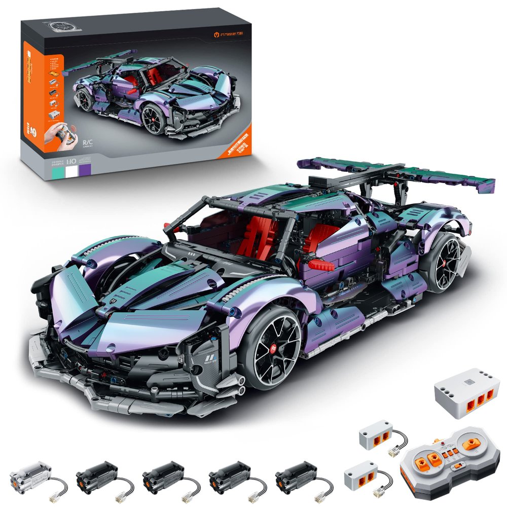 Super Sports Car Building Blocks Set, 1:10 Apollo IE Raceing Car Model Building Race Engineering Toy for Adults, Remote Control Drifting Hypercar with 5 Motors(2443 PCS)