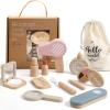 OESSUF Wooden Makeup Toy Sets for Girls, Toddlers Fake Makeup Kit, Pretend Wood Beauty Salon Toys for Kids Little Girls Princess, Christmas Birthday Gift Toy for 3 4 5 6 7 8 9 10 Year Old view 1