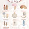 OESSUF Wooden Makeup Toy Sets for Girls, Toddlers Fake Makeup Kit, Pretend Wood Beauty Salon Toys for Kids Little Girls Princess, Christmas Birthday Gift Toy for 3 4 5 6 7 8 9 10 Year Old view 2