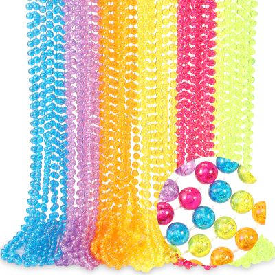 Bucherry 72 Pcs Mardi Gras Beads 33 Inch Glow in The Dark Neon Beads Necklaces Beaded Bulk Neon Party Favors for Mardi Gras Carnival Birthday Parade Throw Accessories