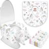 100 Pieces Toilet Seat Covers Disposable For Kids Toddler Flushable Toilet Covers Travel Pack Waterproof Potty Training Liner Pads Extra Large Foldable Toilet Covers for Baby and Adults (Unicorn) view 1