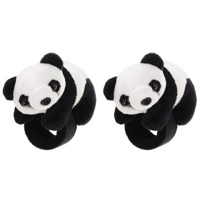 LOGOFUN 2 Pcs Panda Slap Bracelets Panda Stuffed Animal Hug Slap Bracelet Jungle Theme Birthday Party Favor