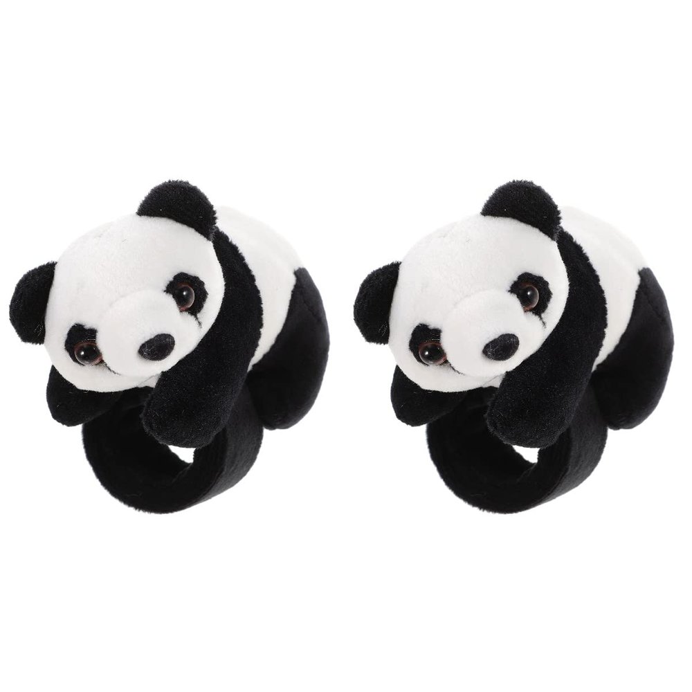 LOGOFUN 2 Pcs Panda Slap Bracelets Panda Stuffed Animal Hug Slap Bracelet Jungle Theme Birthday Party Favor