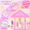 EVOIONOS Princess Tent for Girls, Kids Play Tent with LED Star Lights, Castle Playhouse for Children Indoor Outdoor Games, 55X53 inches, Pink view 3