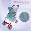 Baby Doll Stroller for Toddler Girls & Big Kids 6-8 Years Old | 28 Baby Stroller for Dolls, Toy Baby Stroller with Cute Ligh Denim Fabric, Mesh Storage Basket, Canopy, Handle Grips, Swivel Wheels view 4